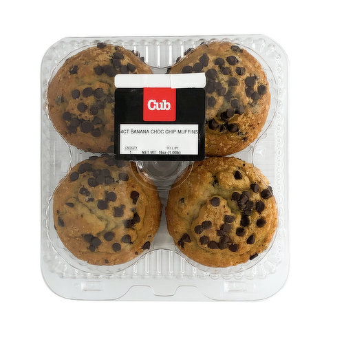 Cub Bakery Banana Chocolate Chip Muffins 4 Count