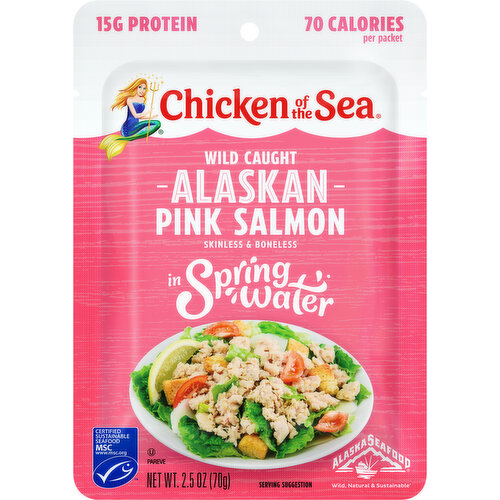 Chicken of the Sea Pink Salmon, in Spring Water, Alaskan, Skinless & Boneless, Wild Caught