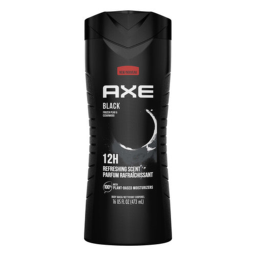 New. 12 Hours. 100% with plant-based moisturizers. With 100% plant-based moisturizers. No parabens. Dermatologist tested. Smells 100% awesome. Washes away odor causing bacteria. axe.com. how2recycle.info. SmartLabel: app enabled/active. Find out more on axe.com. Questions? 1-800-450-7580. 100% Recycled bottle. By 2025, We aim for all of our packaging to be recyclable or to include recycled stuff.