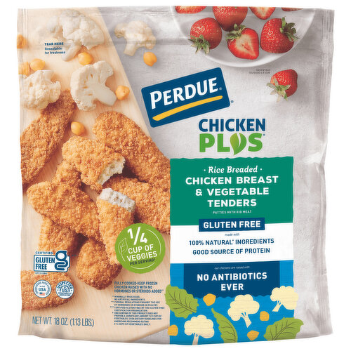 Perdue Chicken Plus Chicken Breast & Vegetable Tenders, Rice Breaded