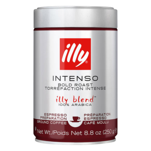 Illy Illy Blend Coffee, 100% Arabica, Ground, Bold Roast, Intenso