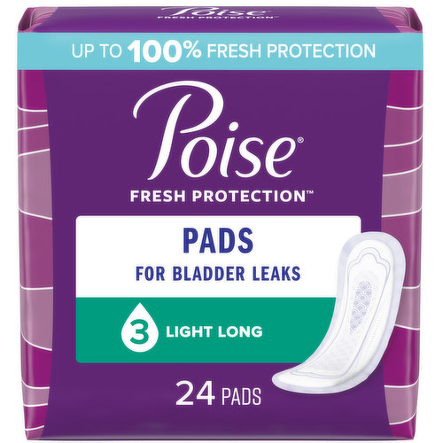 Poise Fresh Protection Pads, Light, Long