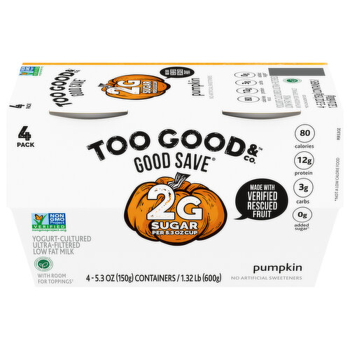 Too Good & Co. Good Save Yogurt, Pumpkin, Ultra-Filtered, Low Fat