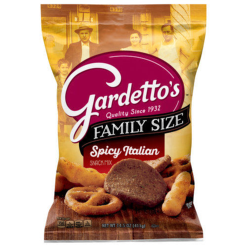 Our recipe is based on the signature Gardetto family recipe and tossed with Italian Spices and the unique crunchy  pieces you love to create a delicious snack that’s been crafted with tradition.