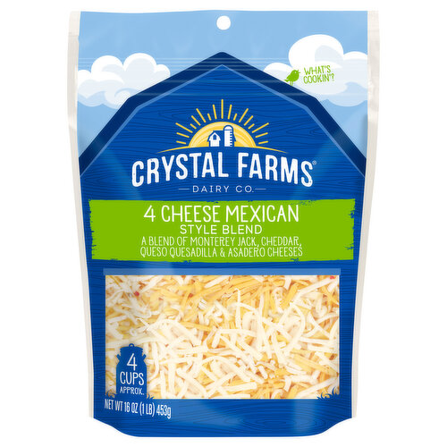 Crystal Farms Cheese, 4 Cheese Mexican Style Blend