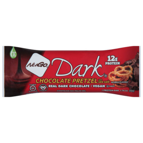 NuGo Dark Protein Bar, Chocolate Pretzel with Sea Salt