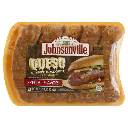 Johnsonville Sausage, Queso with Pepper Jack Cheese