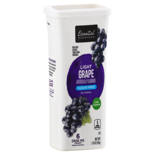 Artificially flavored. 5 calories per 1/5 packet. This product contains 5 calories per serving. Leading beverages contain 70 calories per serving. Sugar free. 90% fewer calories than leading beverages. Low calorie. No caffeine. Makes 12 quarts. 100% quality guaranteed. Like it or let us make it right. That's our quality promise. essentialeveryday.com.