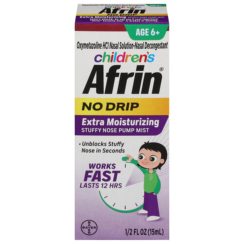 Afrin Children's Stuffy Nose Pump Mist, Extra Moisturizing, No Drip, Age 6+
