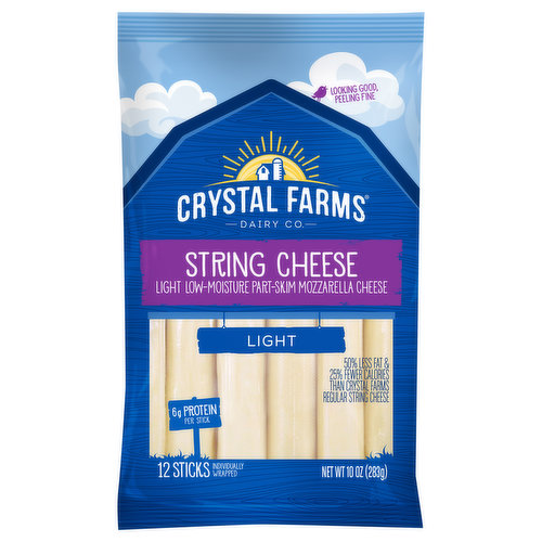 Crystal Farms Cheese, String, Light, Low-Moisture, Part Skim, Mozzarella