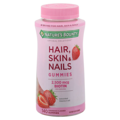 Nature's Bounty Optimal Solutions Hair, Skin & Nails, Gummies, Strawberry Flavored