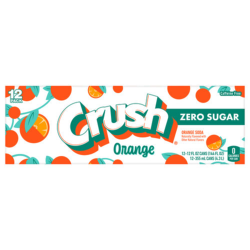 Crush Soda, Zero Sugar, Orange, 12 Pack