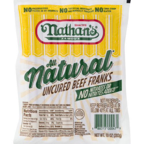 Nathan's Beef Franks, Uncured