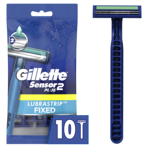 Gillette Sensor2 Plus Men's Disposable Razors, 10 Count