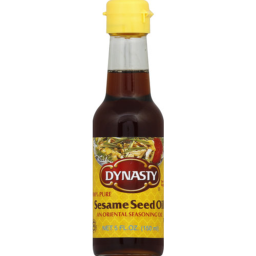100% pure. An Oriental seasoning oil. Imported Oriental foods. Dynasty Sesame Oil adds a savory flavor to many foods. Use sparingly to season soups, salad dressings and stir-fry recipes. Add a small amount to cooking oil when deep-frying chicken or tempura. Sprinkle a few drops over Oriental dishes as a table seasoning. Product of Japan.
