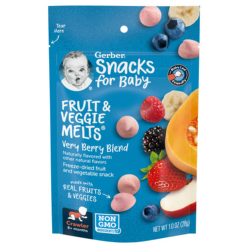 Gerber Snacks for Baby Fruit & Veggie Melts, Very Berry Blend, Crawler (8+ Months)