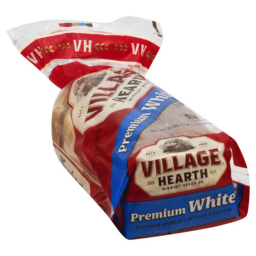 Per 1 Slice Serving: 80 calories; 0 g sat fat (0% DV); 160 mg sodium (7% DV); 2 g total sugars. Premium white bread taste & texture. Estd 1906. 100 years behind the times. From the heart of America and the hearth of our ovens, we are proud to bring you our wonderfull soft, Premium White bread - offering the perfect balance delicous taste and delightful texture. Thank you! Thank you for buying Village Hearth and helping keep our family-owned bakery strong for over 100 years! Family owned sice 1906. www.panogold.com. Questions? Comments? Please visit panogold.com/contact. The bakers of Country Hearth & Village Hearth are proud to support local K-12 education with Loaves 4 Learning. To learn more about the program visit us at loaves4learning.com. We can all make a difference! Plasitc bags are recycled into many different products. Most plastic bags are recycled into composite deciding but can also be reprocessed into post consumer resin which can be recycled into a variety of products such as new bags, pallets, containers and crates. Go green. Please recycle me with your grocery store bags. Made in USA from domestic and imported ingredients.