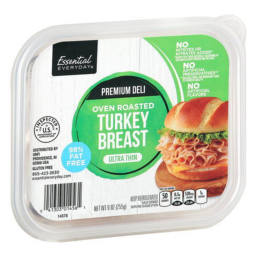Essential Everyday Turkey Breast, Oven Roasted, Ultra Thin, Premium Deli