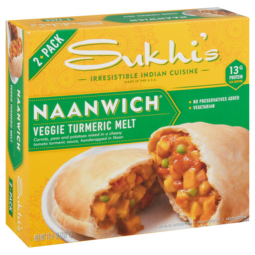 Sukhi's Naanwich, Veggie Turmeric Melt, 2 Pack