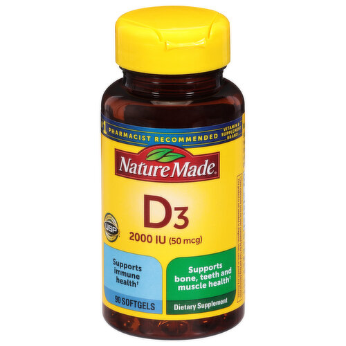 Nature Made Vitamin D3, 2000 IU (50 mcg), Softgels