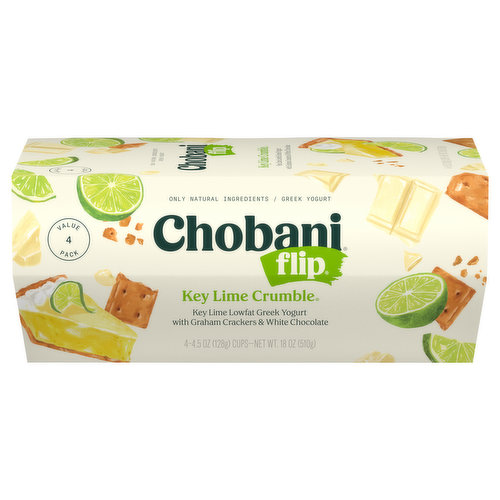 Chobani Flip Greek Yogurt, Key Lime Crumble, 4 Value Pack