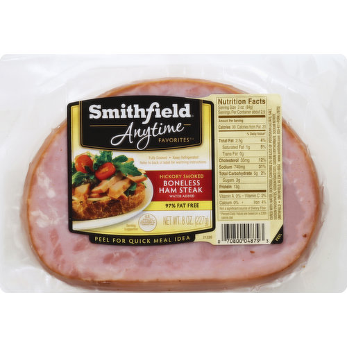 Water added. 97% fat free. Fully cooked. US inspected and passed by Department of Agriculture. www.smithfield.com. 855-411-Pork (7675).