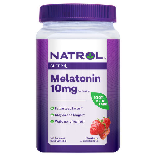 Natrol Melatonin, Sleep, 10 mg, Gummies, Strawberry