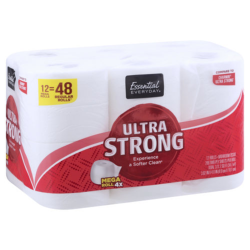 Essential Everyday Bathroom Tissue, Mega Roll, Ultra Strong, 2-Ply
