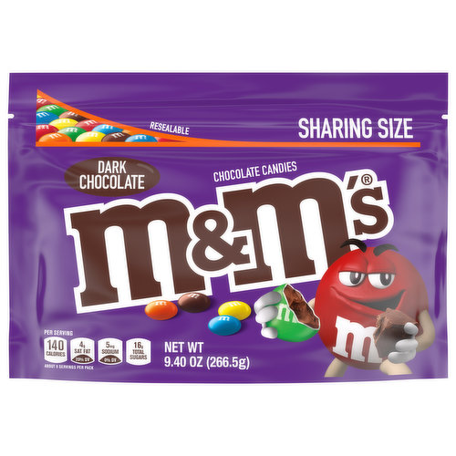 M&M'S Dark Chocolate Mint Candy, Sharing Size, 9.6 oz Bag, Chocolate