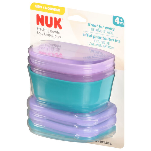 NUK 3 Piece Microwave-Safe Stacking Baby Bowls with Lids