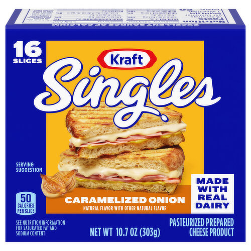 Kraft Singles Cheese Product, Caramelized Onion, Pasteurized Prepared