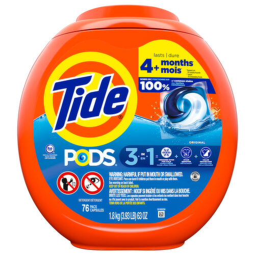 Tide Pods Detergent, 3 in 1, Original, Capsules