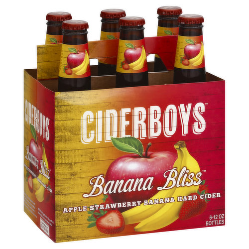 Ciderboys Hard Cider, Apple Strawberry Banana, Banana Bliss