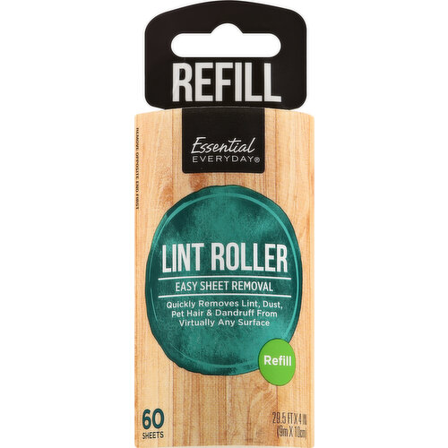 Quickly removes lint, dust, pet hair & dandruff from virtually any surface. Easy sheet removal. 29.5 FT X 4 IN (9m X 10cm). Remove opposite end first. 100% quality guaranteed. Like it or let us make it right. That’s our quality promise. essentialeveryday.com.