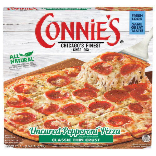 Connie's Pizza, Classic Thin Crust, Uncured Pepperoni