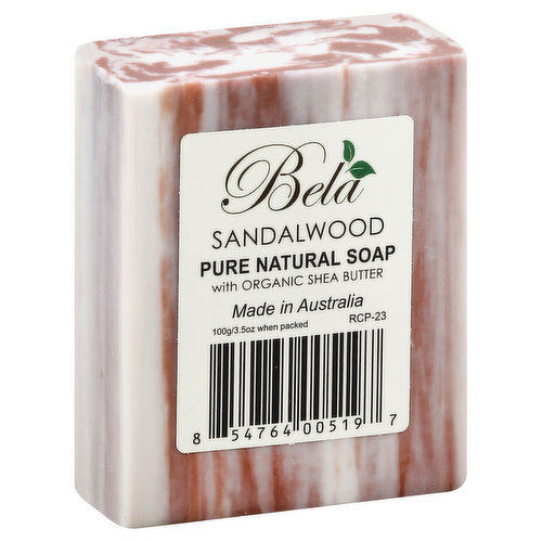 Bela Soap, Pure Natural, with Organic Shea Butter, Sandalwood
