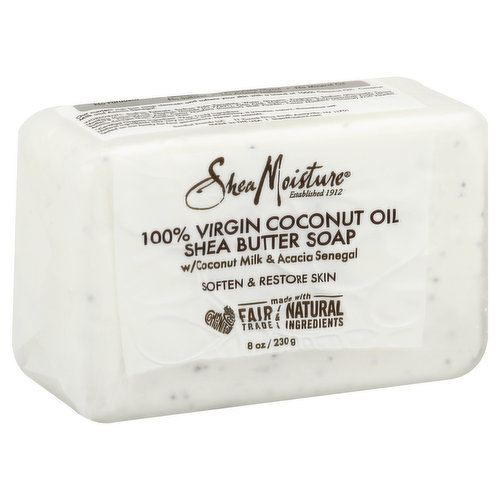 Shea Moisture Soap, Shea Butter, 100% Virgin Coconut Oil - 8 oz