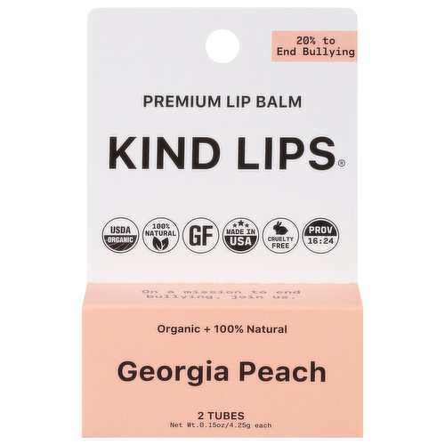 Kind Lips Lip Balm, Georgia Peach, Premium