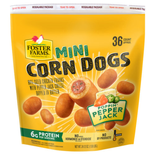 Foster Farms Corn Dogs, Poppin' Pepper Jack Flavor, Mini