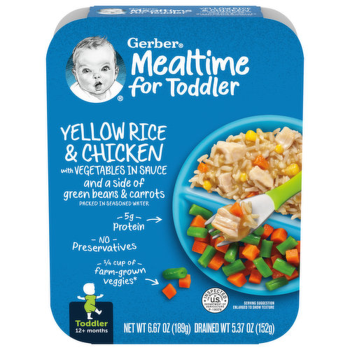 Gerber Mealtime for Toddler Yellow Rice & Chicken, with Vegetables in Sauce, Toddler