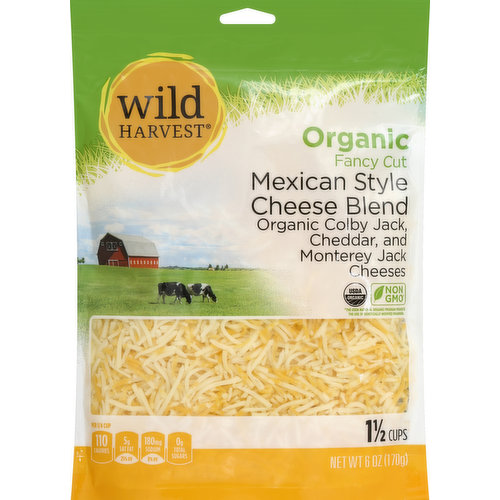 Wild Harvest Cheese Blend, Organic, Mexican Style, Fancy Cut
