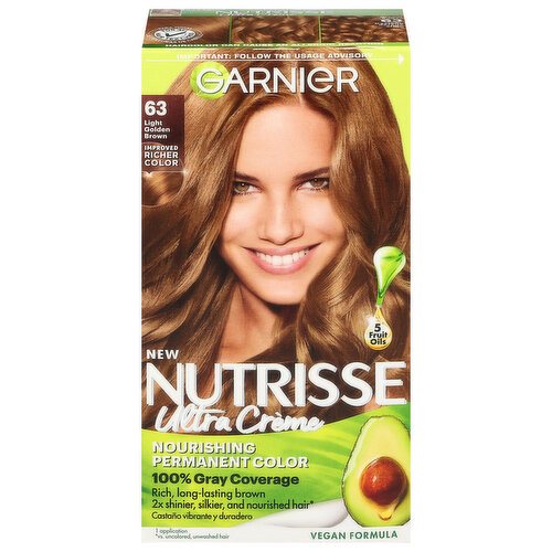 Nutrisse Hair Color, Permanent, Ultra Creme, Light Golden Brown 63