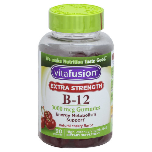 Vitafusion Vitamin B-12, Extra Strength, 3000 mcg, Gummies, Natural Cherry Flavor
