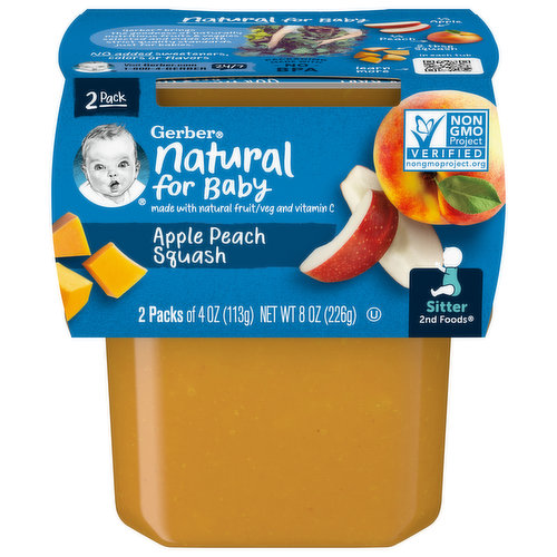 Gerber Natural for Baby Apple Peach Squash, 2 Pack