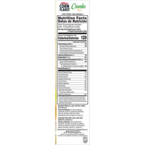 Corn Flakes Cereal Nutrition Facts