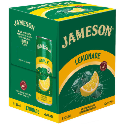 Jameson Whiskey & Lemonade Ready to Drink Cocktail, 4 Pack Cans