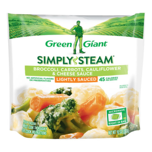 Green Giant Simply Steam Broccoli, Carrots, Cauliflower & Cheese Sauce, Lightly Sauced