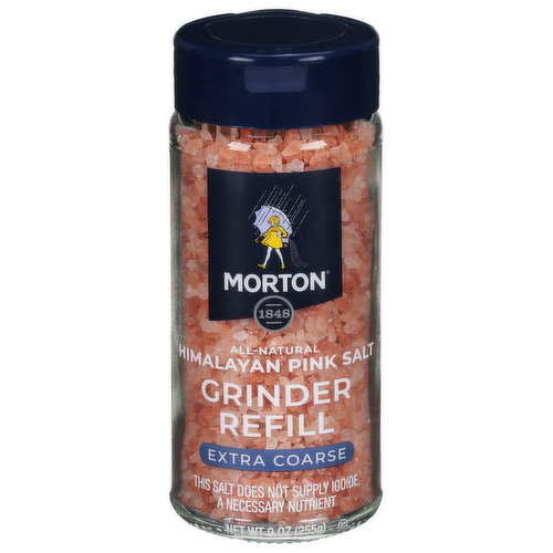 Morton Himalayan Pink Salt, Grinder Refill, Extra Coarse