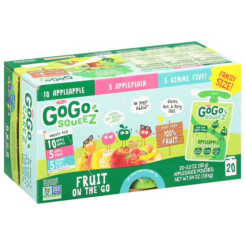 GoGo Squeez Fruit on the Go, Applesauce, Family Size, Variety Pack, 20 Pack