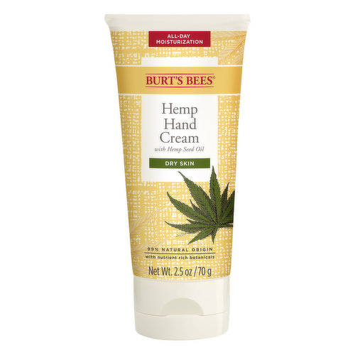 Burts Bees Hand Cream, Hemp, Dry Skin